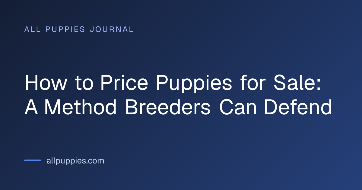 How to Price Puppies for Sale: A Method Breeders Can Defend